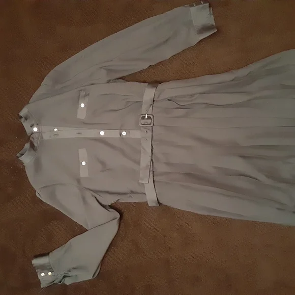 Pleated Teal Button-Up Dress - Picture 11 of 16